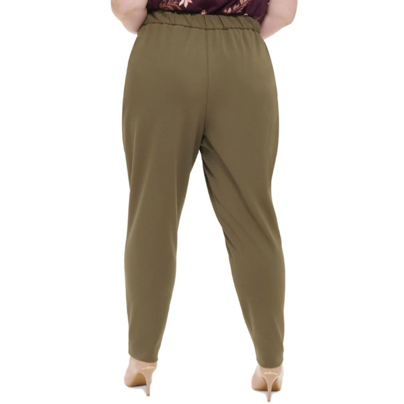 CALVIN KLEIN Women Trousers 22W Green Mid-Rise Pull-On Slim Straight Pants NWT - Picture 3 of 13